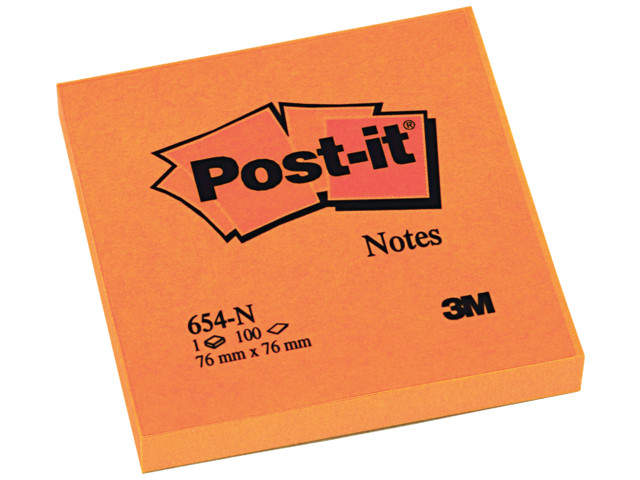 Notitieblok Post-It 76x76mm neon or/pk 6