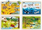 Puzzel dieren op de continenten