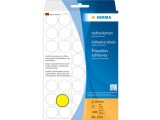 Etiket 19mm rond geel/pak 1280