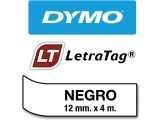 Tape Dymo Letra Tag 91201 12mm zwart/wit