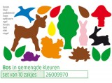 Set van 10 zakjes Bos plakfiguren