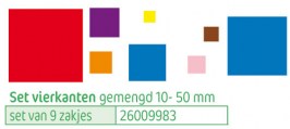Set plakfiguren vierkanten gemengd 10-50 mm nr 9983
